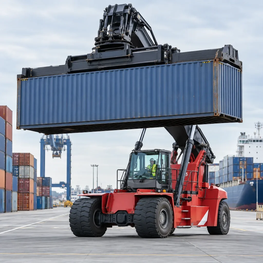 Reach stacker per la movimentazione di container